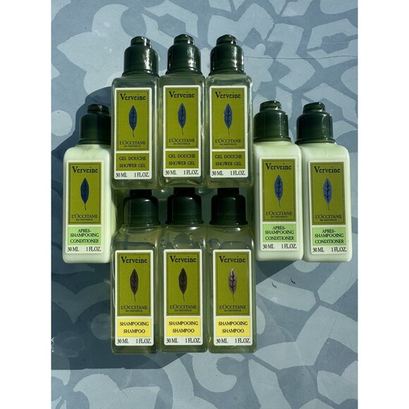 9 Pc L'occitane Verveine Verbena Shampoo Conditioner Showel Gel 30ml 1oz Travel - Picture 1 of 2